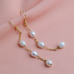 Boucles d'oreilles tendance en argent sterling 925 plaqué or, design rond avec perle, forme crochet, fabrication artisanale turque, vente en gros, cadeau - Product Image 2