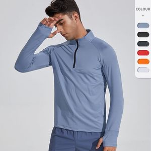 Sweatshirts de course sportifs tricotés pour hommes manches courtes demi-fermeture éclair vêtements de fitness en plein air respirant séchage rapide coupe régulière T-shirt - Product Image 2
