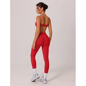 Conjuntos deportivos para mujer, sujetador deportivo y leggings sin costuras, de cintura alta, elásticos, transpirables, para yoga. - Product Image 5