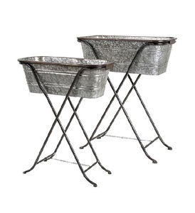 Juego de 2 macetas de Metal de diseño Rectangular para decoración del jardín y el hogar, aspecto antiguo, centro de mesa para fiesta de boda, decoración de plantas - Product Image 1