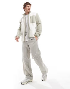 Pull à capuche à demi-fermeture éclair surdimensionné pour hommes personnalisé hiver 100% coton thermique Sherpa polaire avec capuche avec appliques de détresse capuche - Product Image 3