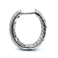 Prix d'usine – Magnifiques boucles d'oreilles créoles fines vintage en or blanc 18 carats avec diamants véritables taille brillant pour femme, idéales pour mariage et soirée