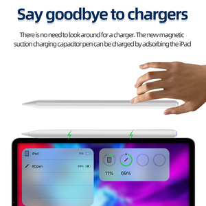 Stylet capacitif actif pour iPad, compatible avec la charge magnétique <span class=keywords><strong>Apple</strong></span>, fonction gomme, stylet tactile intelligent - Product Image 4