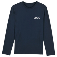 T-shirt à manches longues et col rond pour homme, tricoté, 80 % coton, 20 % élasthanne, respirant, 180 grammes, qualité supérieure, directement de l'usine