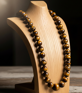 Acheter Collier œil de tigre femmes 18 pouces noué à la main tibétain argent serrure 14K plaqué or cadeau chrétien à la mode perles Design de mode - Product Image 3