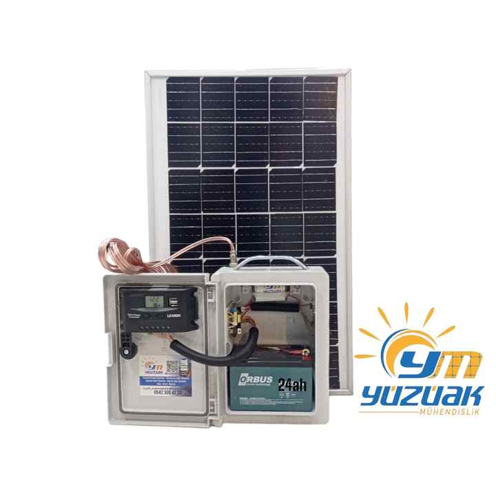 อุปกรณ์แผงโซลาร์เซลล์รั้ว (แผง50W/แบตเตอรี่เจล24AH)
