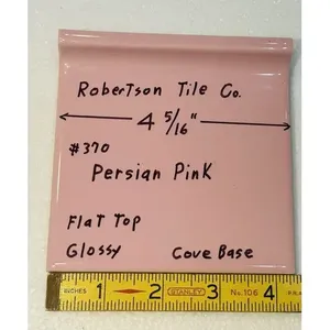 Cove-Base Azulejo de cerámica 1PC Rosa persa 4-5/16 "Robertson Co. Azulejos interiores pulidos brillantes Acabado luminoso NOS Firebrick - Product Image 1
