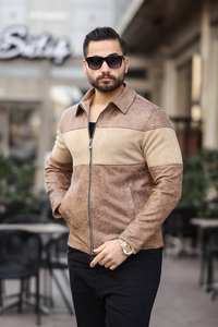 Pardessus d'hiver kaki pour homme, col en velours côtelé, veste streetwear zippée à manches longues, décoration à boutons, tissu chaud, vêtements d'extérieur décontractés - Product Image 3