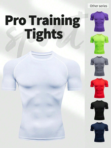 Befine Apparel Men Gym Wear Camiseta de entrenamiento atlético de secado rápido de manga corta 92% Poliéster 8% Spandex Camisas de compresión transpirables - Product Image 3