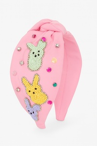 Diadema de tela con cuentas de conejito colorido para mujeres y niñas, bonito accesorio para el cabello de Pascua para colecciones de primavera, regalo de Pascua 2025 - Product Image 2