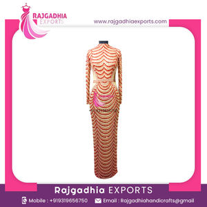 Rajgadhia ชุดออกงานกลางคืนสำหรับผู้หญิง109ชุดราตรีลูกปัดลายทำมือแขนสั้นยาวป้องกันไฟฟ้าสถิตย์ตามธรรมชาติ - Product Image 6