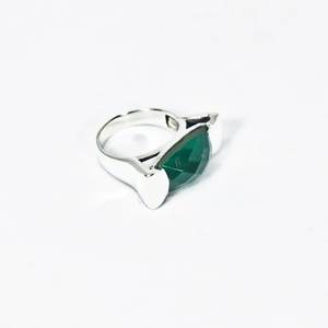 925 Sterling Silver Handmade Half Bezel Setting <b>Cushion</b> Cut Green Onyx Women's Fine Jewelry <b>Ring</b> Factory Direct for Parties - Product Image 3
