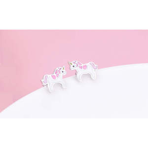 ต่างหูรูปยูนิคอร์นการ์ตูน ทอง 14K ชุบทองคำชมพู 100% สไตล์ทันสมัย ประดับเพชรทรงลูกแพร์และเพชรซิร์คอน - Product Image 3