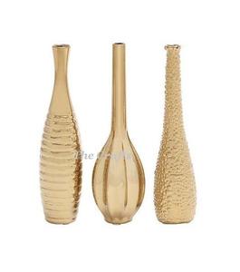 Ensemble de trois vases ronds en aluminium couleur or, vase à fleurs pour la décoration de mariage - Product Image 6