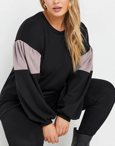 OEM surdimensionné confortable femmes sweat-shirt coton lourd polaire ras du cou pull bloc de couleur à la mode dames sweat-shirt - Product Image 2