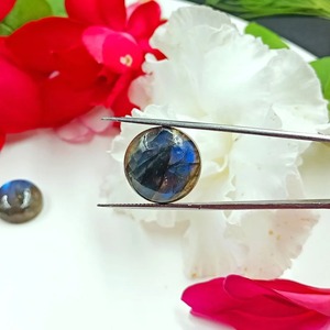 Cabochons en labradorite bleue naturelle, pierres précieuses à dos plat, tailles 10mm-20mm, Mehrajudin Gems, effet changeant de couleur - Product Image 4