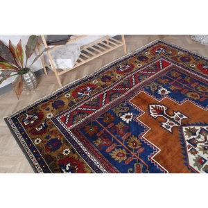 Alfombra Turca Extra Grande, Alfombra Vintage de 7.7x13.5 pies, Alfombra de Lana Azul - Product Image 4