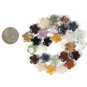 Cuentas con forma de flor de piedras preciosas mixtas, cuentas espaciadoras de cristal Natural, cuentas sueltas de piedra energética de 15mm, 15 pulgadas - Product Image 2