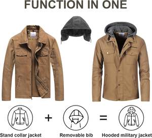 Chaqueta de Hombre de Lona de Algodón con Cremallera, Estilo Urbano, Logotipo Personalizado, Alta Calidad, Colores en Contraste, Nueva Colección, Gran Venta - Product Image 3