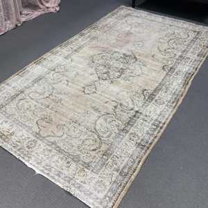 Turkish Area Rug 4.7x8.1 ft, Gray <b>Brown</b> Floral Rug <b>Wool</b> - Product Image 5