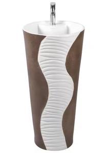 Red Ceramic One-Piece Pedestal Wash <b>Basin</b> Designer Lavabo Sink Stand with Jeker Set Water Mixer Modern Lavabo India Factory - Product Image 3