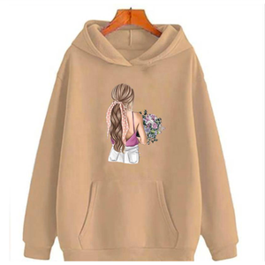 Sweat à capuche à col rond surdimensionné pour femmes Sweat-shirt grande taille avec broderie de logo personnalisé pour la saison d'hiver - Product Image 1