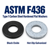 Rondelles plates structurelles en acier au carbone trempé ASTM F436 Type 1, dimensions en pouces, oxyde noir, galvanisées à chaud