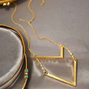 Wholesale Customization Gold Plated Stylish Statement <b>Pendant</b> <b>Necklace</b> Stylish Brass for Anniversary Handmade OEM ODM SKU6387 - Product Image 3