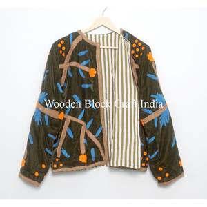 Suzani <b>Velvet</b> Embroidery Autumn Winter Button <b>velvet</b> Quilted Eco-Friendly 100% Cotton Jacket Wholesale Price <b>Coat</b> Long Sleeves - Product Image 6