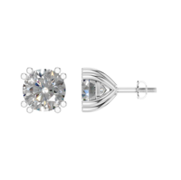 Boucles d'oreilles clous en diamant de laboratoire rond certifié IGI 3 CTW, en or massif 9k 14k 18k, sertissage à griffes, fermoir à vis, bijoux fins personnalisés