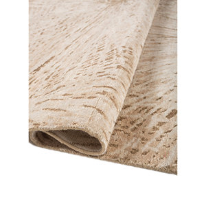 พรมถักมือลายคลาสสิคสีเบจและน้ำตาล ทำจากขนสัตว์และไหม ขนาด 9x12 ฟุต ลายแบบนามธรรม สำหรับตกแต่งห้องนั่งเล่นวัยรุ่น รุ่น AKWS-3026 - Product Image 2