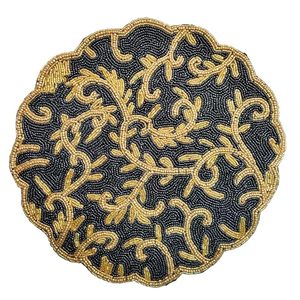 Christmas Decorative <b>Beaded</b> <b>Placemat</b> With Leaf Design Handmade Dining Table Mat for Wedding Fancy Mats & Pads - Product Image 1