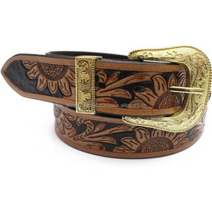 Luxury Tan Finish Genuine Western <b>Leather</b> Tooling <b>Belt</b> Full Customized Hand Tooled Floral Engraved Tooled Cowboy <b>Belt</b> All Sizes - Product Image 4