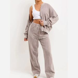 Wholesale Custom Women Acid Wash <b>Tracksuits</b> High Quality Custom Made Women Acid Wash <b>Tracksuits</b> - Product Image 1