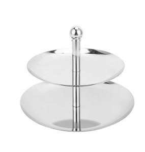 Support à Cupcake en Acier Inoxydable Plat de Service à Dessert Alimentaire à 2 Niveaux Paquet de Support à Gâteau Décoratif en Acier - Product Image 1