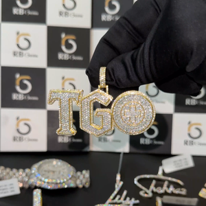RB Gems - Colgantes Cristianos Finos, Estilo Hip-Hop, con Certificación IGI, Moissanita, Letra Personalizada, Chapado en Oro de Ley 925, Corte Brillante - Product Image 3