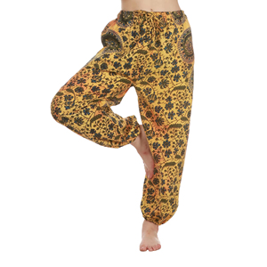 Pantalon Cargo en coton imprimé ballon en satin taille libre pour femmes respirant confortable Harem Design plat pour l'été hiver Boho - Product Image 1