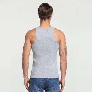 เสื้อกล้ามออกกำลังกายสำหรับผู้ชายเสื้อกล้าม100% ผ้าฝ้ายพิมพ์ลายสกรีนผ้าไหมโลโก้ตามสั่งสไตล์ฮิปฮอป - Product Image 4