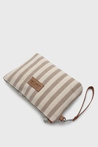 Pochette de voyage personnalisée en toile rayée pour cosmétiques, organiseur de maquillage, fournisseur de marques privées avec logo sur mesure - Product Image 4