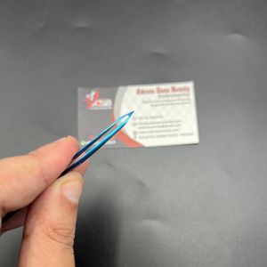 Blue Plasma Stainless Steel Slanted Squared Sharp Eyebrow Plucking <b>Tweezer</b> Custom logo Professional Brow Shaping <b>Tweezers</b> - Product Image 5