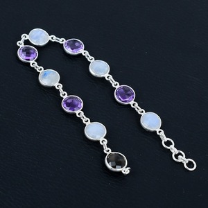 Bracelet classique fait à la main 925 bijoux en argent massif pour femmes 925 argent Sterling pierre de lune pierres précieuses Style Boho Bracelet cadeau - Product Image 6