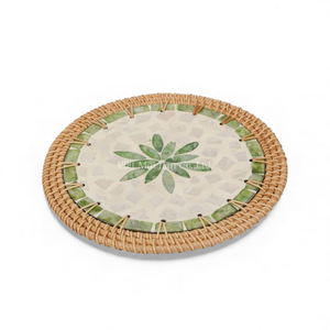 Mantel Individual de Nácar Natural con Borde de Ratán para Decoración Diaria de Mesa de Comedor y Estilo del Hogar, de Vietnam - Product Image 2