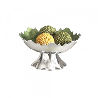Verzilverde Sokkel Fruitschaal Met Zijring Handgrepen Elegante Slakom Decoratieve Punch Kom Voor Keuken Dineren Servies