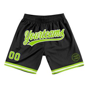 Industrie Direct Engro Sportswear Short de basket-ball confortable personnalisé noir néon vert-blanc authentique Throwback - Product Image 1