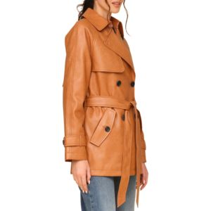 เสื้อโค้ทเทรนช์โค้ทหนังแท้สำหรับผู้หญิงเสื้อโค้ทสำหรับเดินใส่สบายๆเข็มขัดยาวปานกลางระบายอากาศได้ดี - Product Image 3