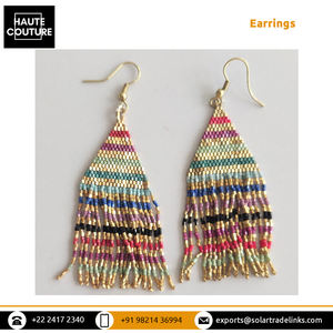 Diseño de moda Tiras multicolores Delicas Miyuki Beads Made 6cm de largo Pendientes ligeros para mujer Disponibles en cantidad a granel - Product Image 4