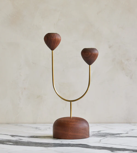 Ensemble de 4 bougeoirs coniques en bois et laiton fabriqués à la main pour la décoration funéraire, l'autel commémoratif ou le cadeau de condoléances du Vietnam - Product Image 3