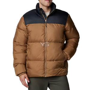 Chaqueta acolchada impermeable de peso pesado a prueba de viento con cierre de cremallera transpirable patrón sólido abrigo de invierno de talla grande - Product Image 1