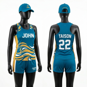 Uniforme de Balonmano para Mujer, Tela Transpirable de Poliéster y Spandex de 160 g/m², Paneles Laterales con Diseño de Ondas Marrones, Sublimación, Logotipo del Equipo Personalizado - Product Image 5