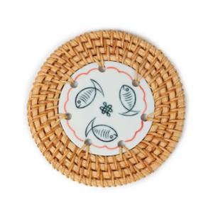 Posavasos redondos hechos a mano de ratán y nácar con varios diseños para decoración del hogar hechos en Vietnam - Product Image 4